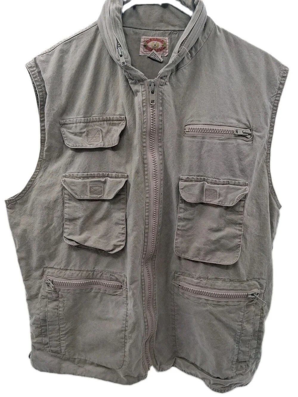 Vintage Banana Republic Safari Vest Mens XL Olive Utility Travel Fishing Hunting